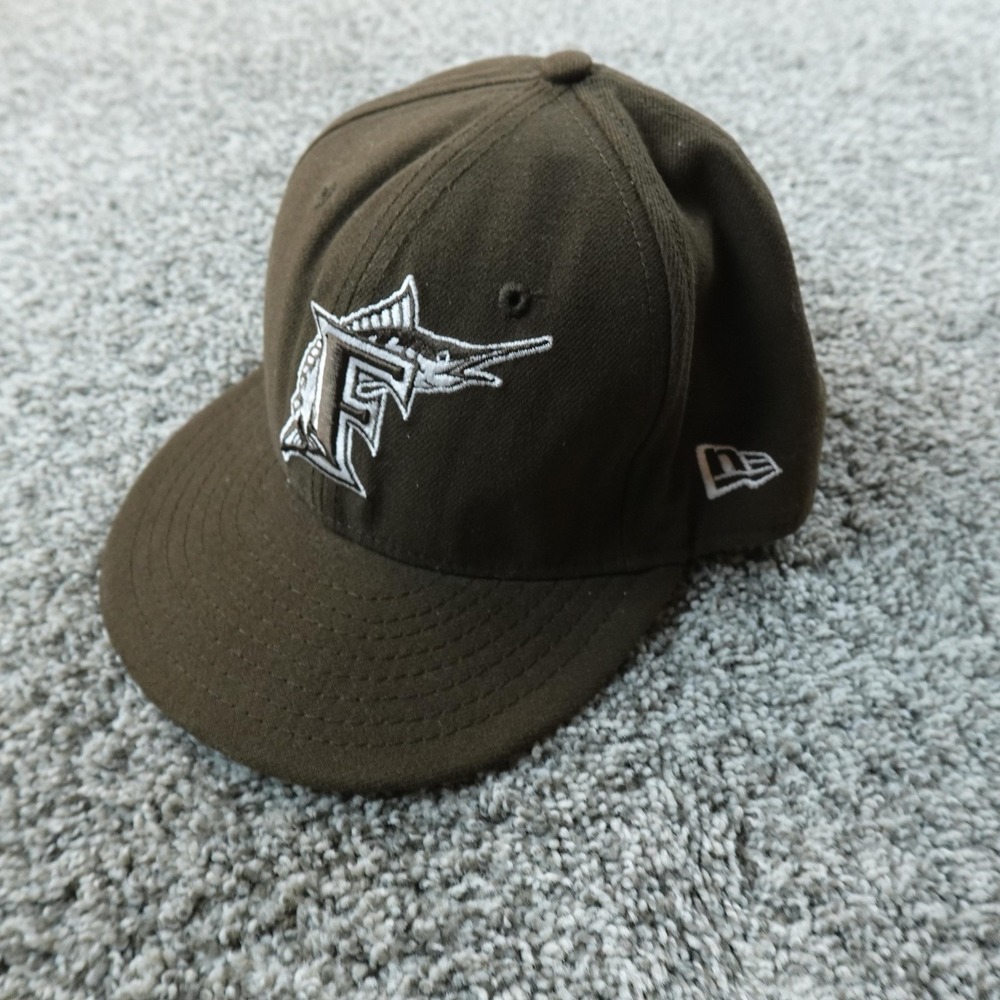 NEW Florida Marlins Hat Cap Mens 7 1/8 Brown MLB Baseball New Era Fitted 59FIFTY